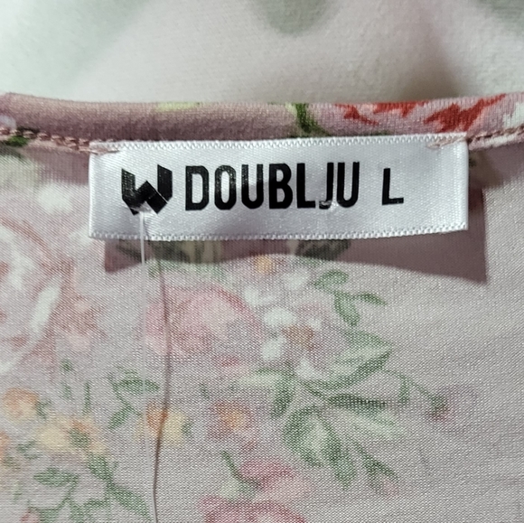 Doublju Women's Pink NWT High-Low Long Sleeve Floral V-Neck Top Size Large - Picture 3 of 11